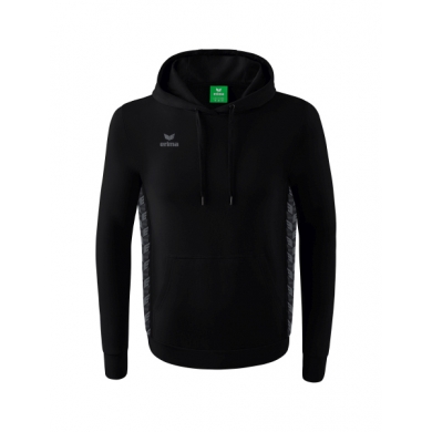 Erima Kapuzenpullover Essential Team Kapuzensweat (weiche Baumwolle, Rippbündchen) schwarz/grau Herren